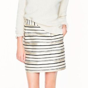 J Crew Black and Gold Striped Mini Skirt